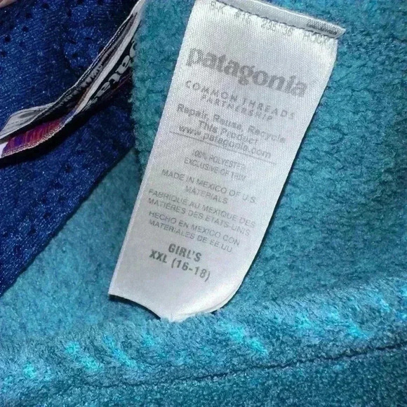 Patagonia Blue Fleece Pullover XXL for Youth / Purple Trim - Picture 12 of 14